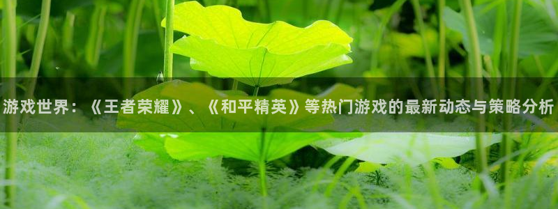 高德娱乐官网：游戏世界：《王者荣耀》、《和平精英》等热门游戏